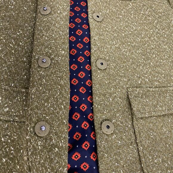 A New Day Blazer Womens 12 Jacket Green Gold Metallic Wool Blend Pockets Lined - Picture 16 of 16